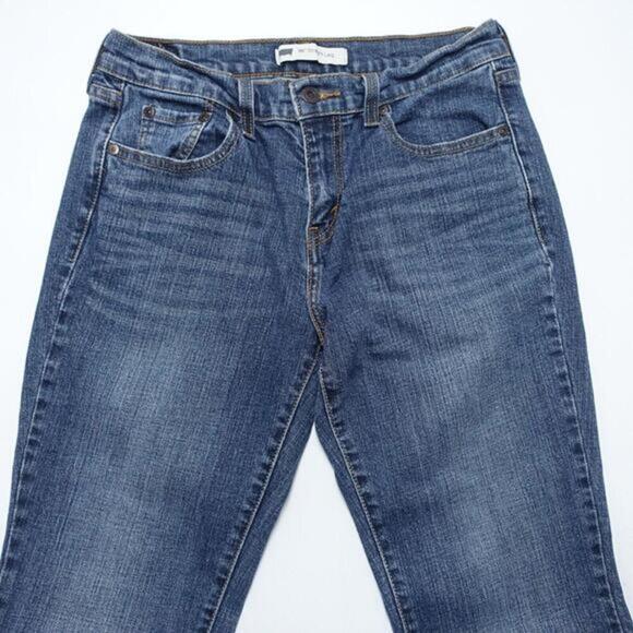 Levi's 505 Jeans Womens Medium Blue Denim Cotton Stretch Zip Fly Pocket Straight - Picture 3 of 7